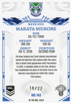 2023 NRL Traders Elite - Mojo Sapphire #MS143 Marata Niukore Back
